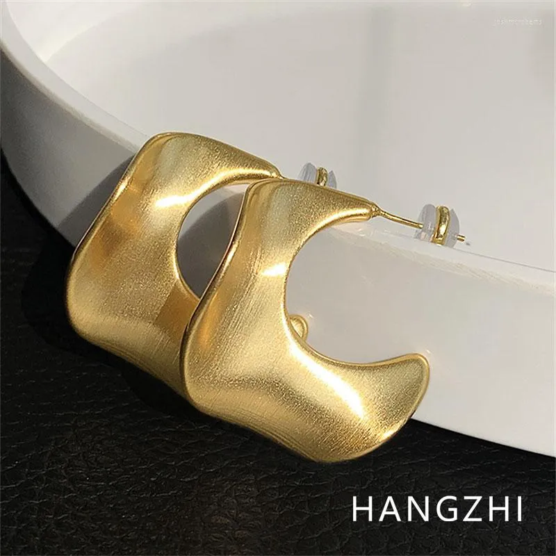 Dangle Boucles D'oreilles HANGZHI Exagéré Brossé Vintage Conception Géométrique En Métal Oreille Hoop Pour Les Femmes Dîner Bijoux Cadeaux 2023 INES