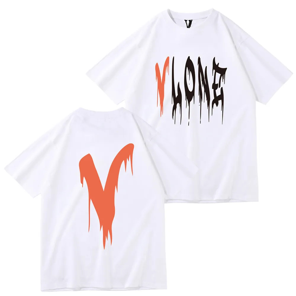 2024 мужские футболки Модный бренд vlones с половиной рукавом, большой V-образный принт бабочки, свободная мужская и женская футболка с короткими рукавами в стиле хип-хоп