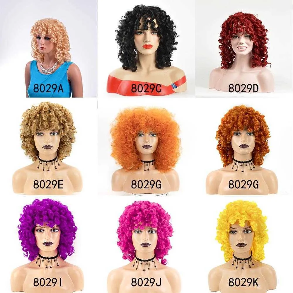 Wig Female Fashion Fluffy Curl Chemical Fiber High Temperature Head Cover Wgs