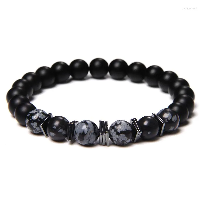 Strand Men Series pärlor charm armband naturliga onyx sten pärlor svart glas armband för kvinnor yoga helande energy smycken