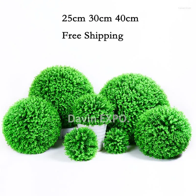 Decorative Flowers Yoshiko 20/25/30cm Artificial Plants Grass Topiary Flower Ball Out/Indoor Hanging Wedding Party Home Yard Garden
