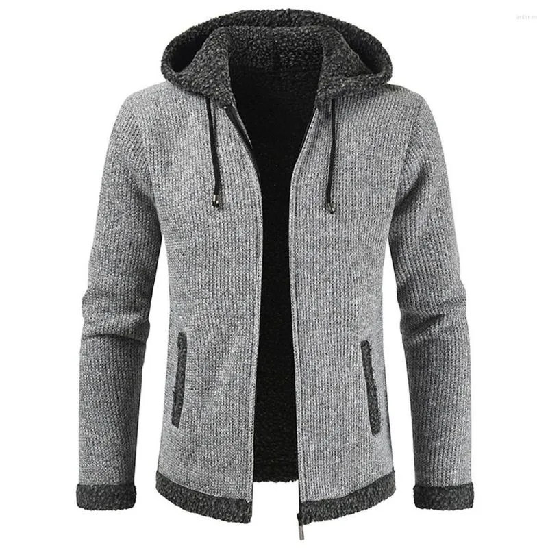 Men's Hoodies Hoody Pullover Sweatshirts Fashion Autumn Leisure Solid Color Streetwear Hooded Knit Cardigan Coat Maglione Da Uomo#3