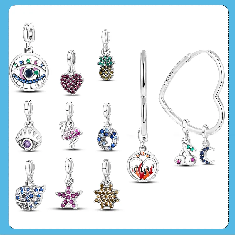 Charms originais de prata 925 Fit Pandora DIY pingente feminino pulseiras miçangas Love Pendente Charme