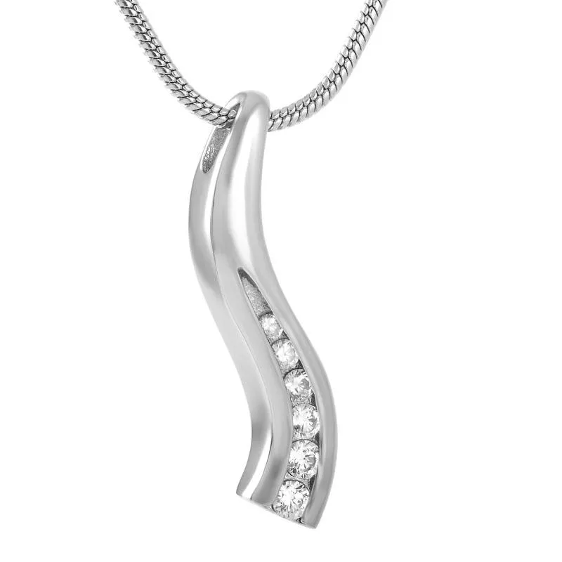 Hänghalsband SJFE993 Kristaller Inlay S bar form halsband som säljer rostfritt stål kremeringsmycken för mänskligt/ djur