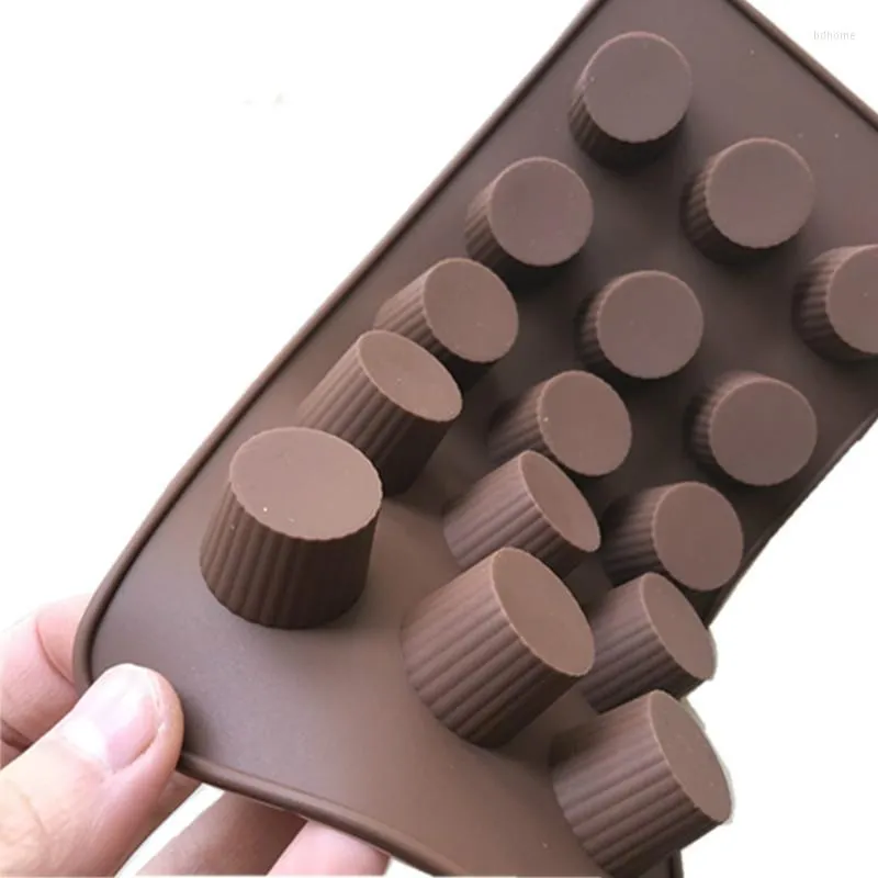 Baking Moulds HMROVOOM 15 Columnar Striped Silicone Chocolate Mold Silica Gel Ice Lattice