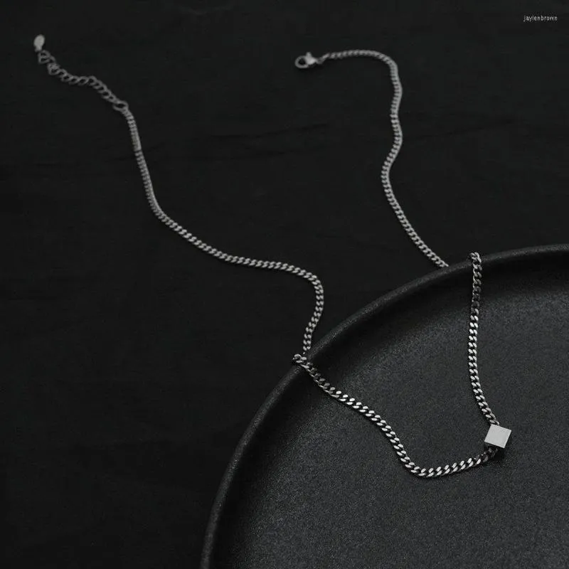 Colares pendentes Meetvii Fashion Square Cube Classic Aço inoxidável colar de corrente para homens para homens Hip Hop Jewelry Gift