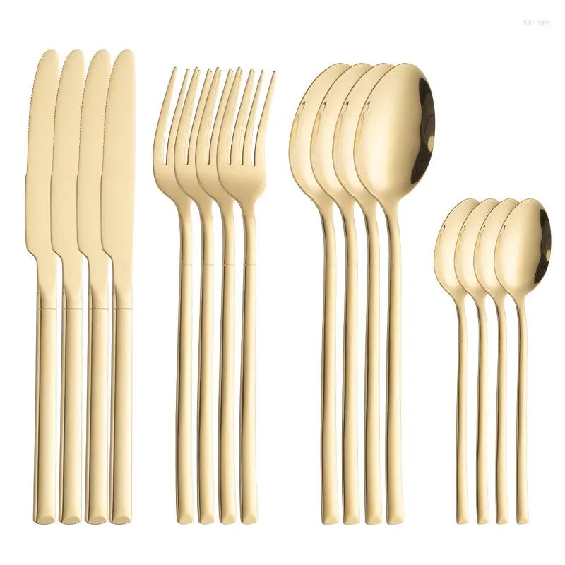 Flatware Sets Tableware Golden Cutlery Set Western Fork Spoon Knife Stainless Steel Gold Dinnerware
