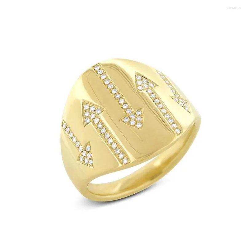 Bröllopsringar CZ Arrow Gold Engagement for Women Storlek 6 7 8 9 Vintage Fashion Finger Ring Smycken