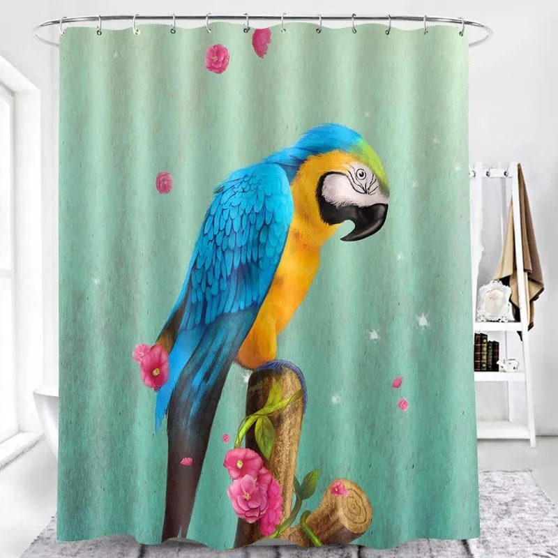 Shower Curtains Creen Parrot Curtain Bathroom Decor Animal Home With Hooks Room Accessories Durable Polyester