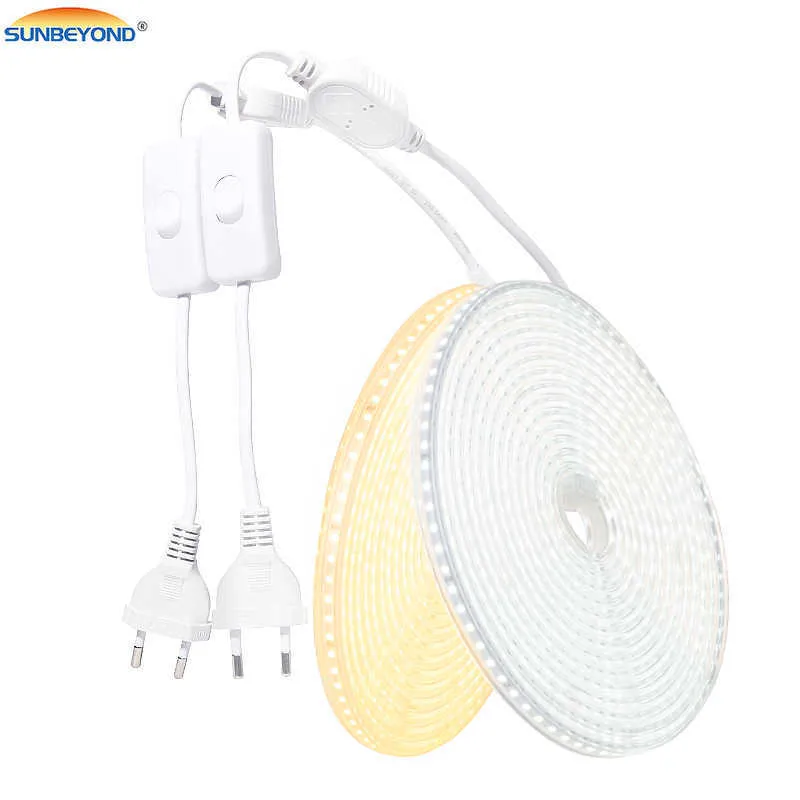LED dizeleri LED şerit ışığı 220V 2835 Su geçirmez LED şerit yüksek parlaklık 120leds/m esnek mutfak açık bahçe LED ışık P230414