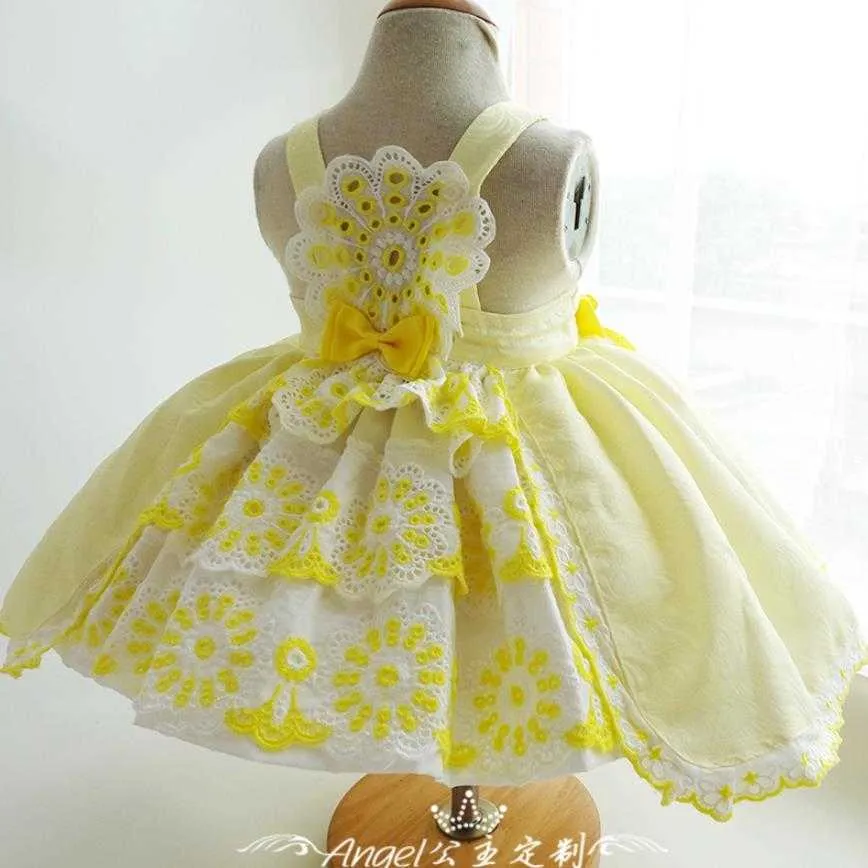Flickas klänningar miayii babykläder spanska vintage lolita bollklänning spetsar sömmar födelsedagsfest påsk söta prinsessklänningar för tjej a54