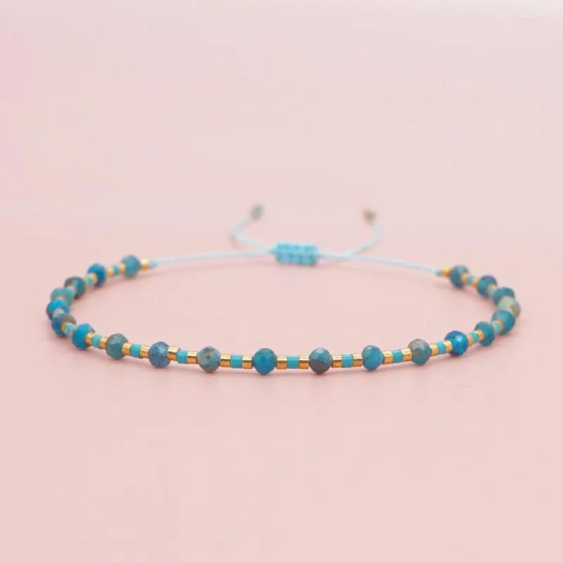 Strand Go2Boho Bracciale con pietre semipreziose azzurre Braccialetti regolabili con perline di semi stretti per le donne Ragazze Ragazzi Regalo di gioielli 2023