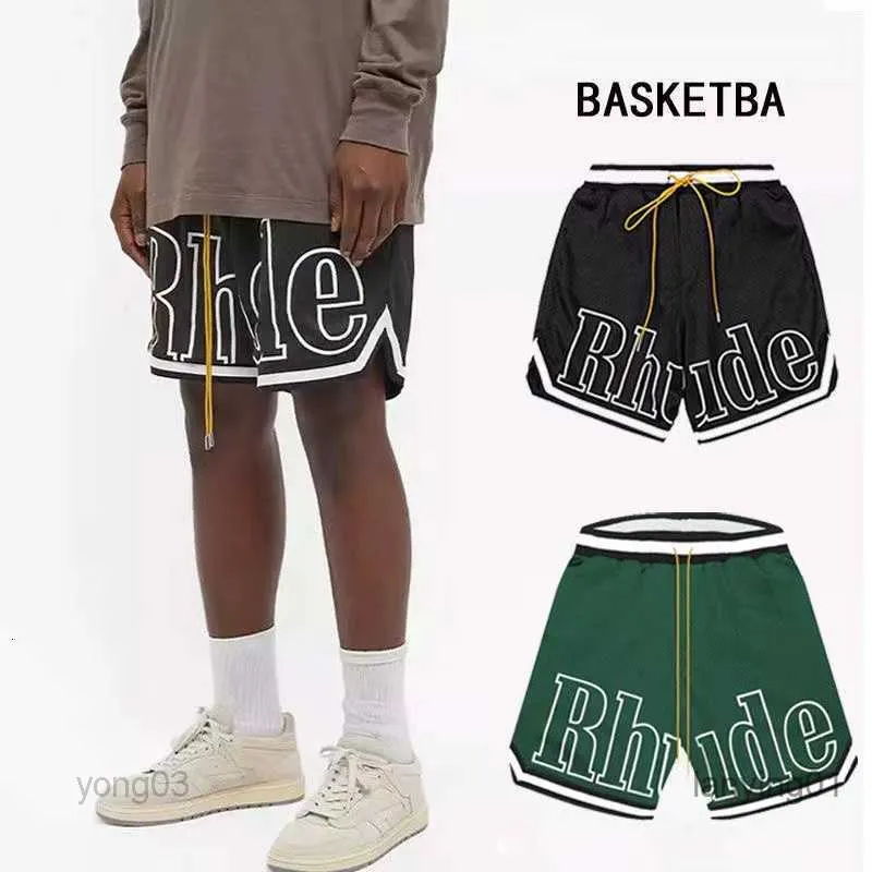 RHUDE MENS MESH shorts mode hommes décontractés Skateboard réfléchissant Hip Hop Beach Pocket High Quality White Border Short Asian Taille