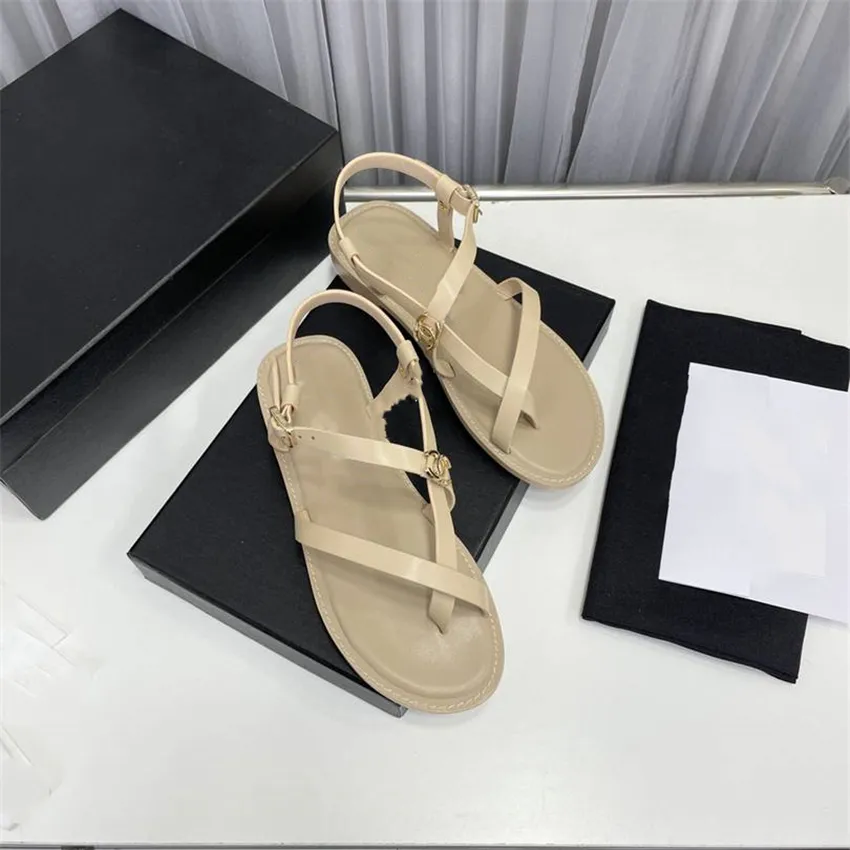 Chanelllies Design CF Sandals Luxury Fashion Women High Heels Leather Cross Lace Up Student Casual Slippers 08-0026