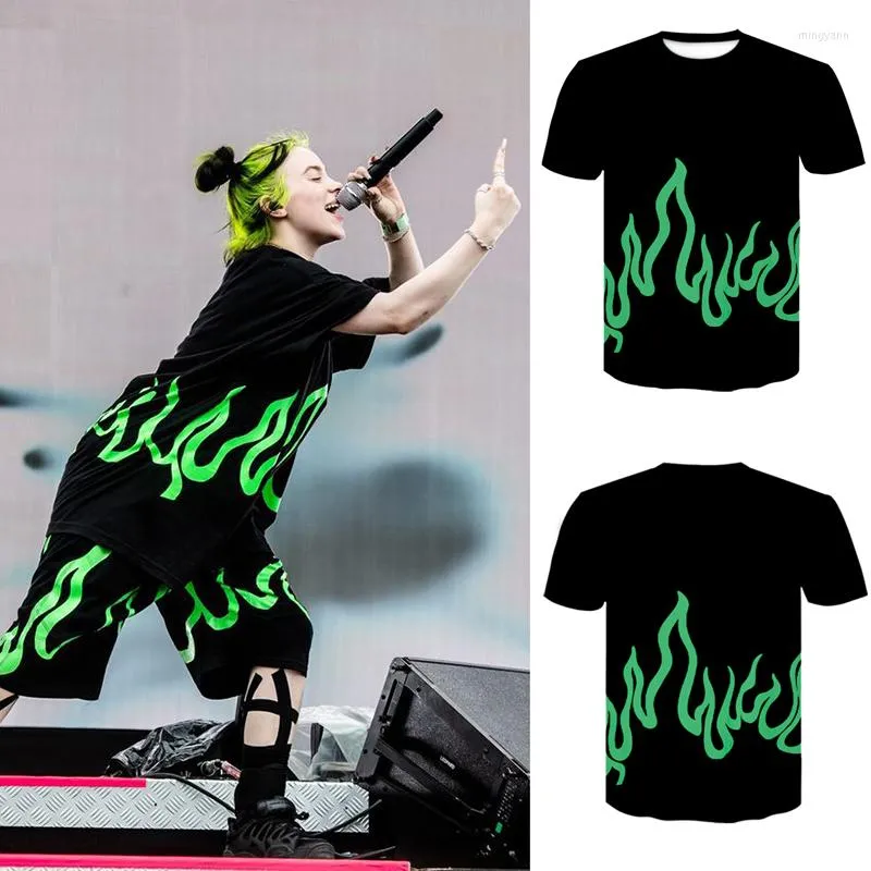 Herren T-Shirts 2023 3D-Druck T-Shirt Paar T-Shirts Fluoreszierende grüne Flamme Kurzarm Männer/Frauen bedruckt