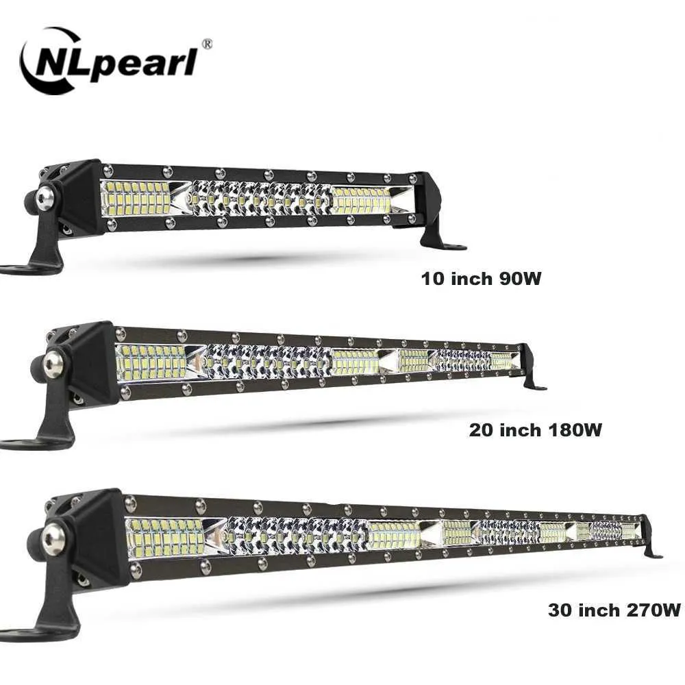 Tiras de led nlpearl slim spot inunda led bar off road 12V 24V Barra de luz LED/luz de trabalho para carro 4x4 caminhão ATV SUV Boat Lada Barra LED LIGHTBAR P230315