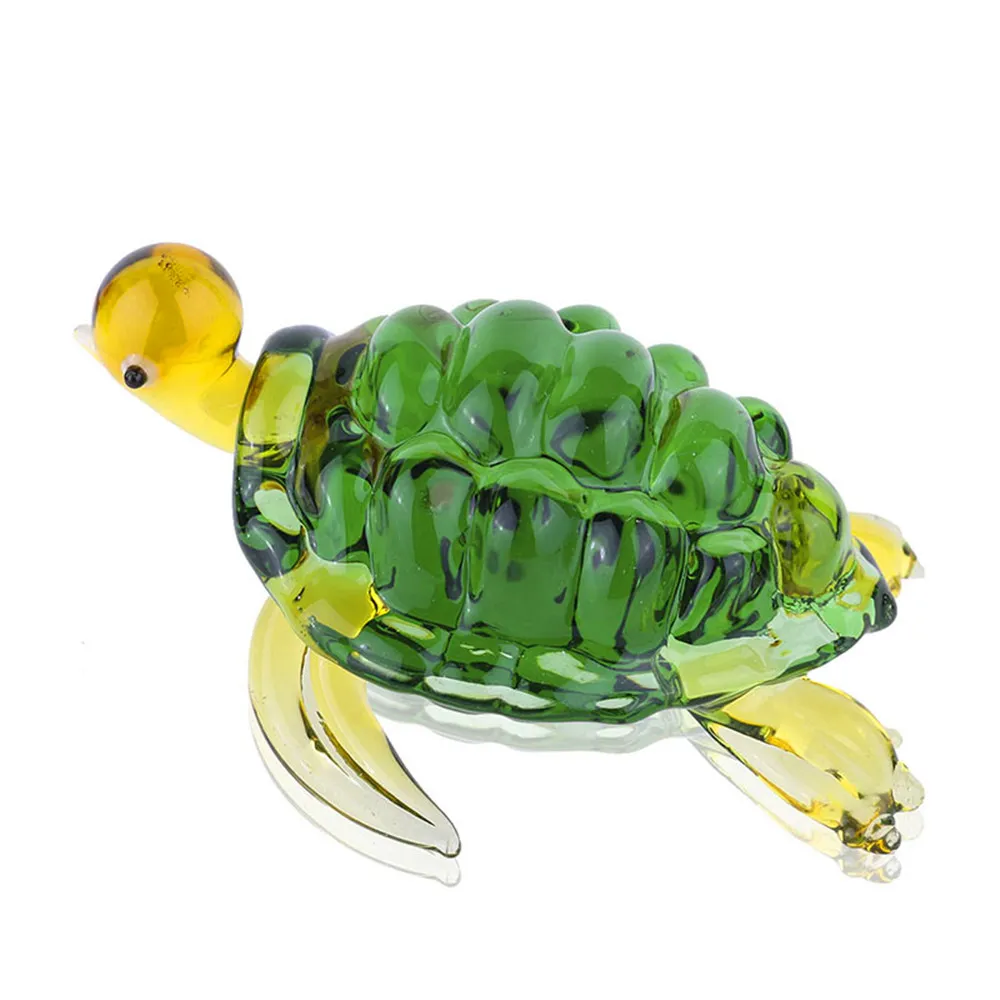 Glas Figurines Arts Crafts Gifts Green Sea Turtle Crystal Handgemaakte schattige handkunstwerken opgeblazen miniaturen complementeren thuismeubilair