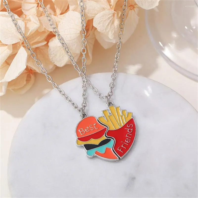 Chaînes élégant amis pendentif collier pour femmes couleur réglable BFF Hamburger frites géométrique tour de cou bijoux accessoires