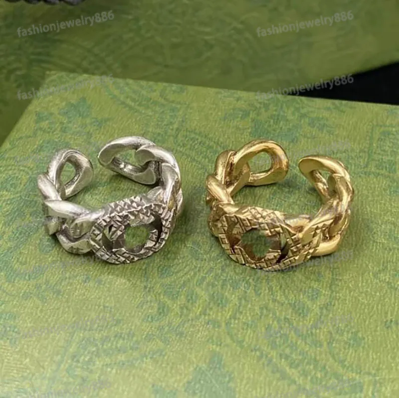 Modedesigner Interlocking Letter Ring for Mens Womens Gold Silver Brand Rings smycken Bröllopälskare Presenttillbehör