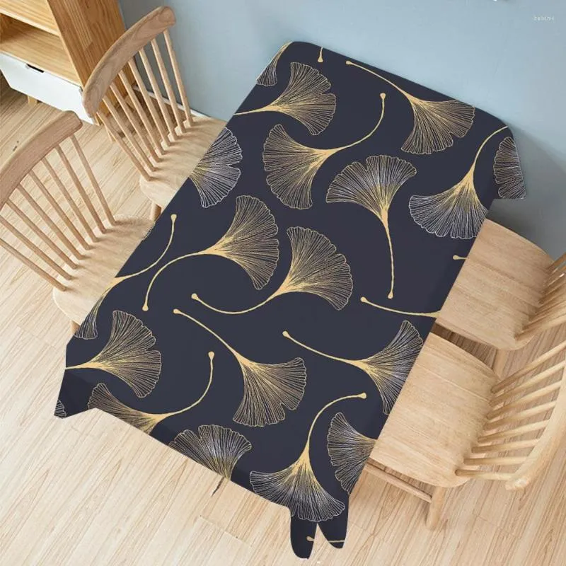 Tovaglia Tovaglia impermeabile stampata con piante di ginkgo per la decorazione domestica Copertura da pranzo rettangolare Mantel Mesa Nappe De