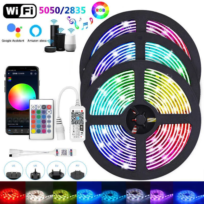 LED-Streifen, LED-Streifen, 2835 5050, Licht für Raumdekoration, Außenbeleuchtung, WLAN, Bluetooth, RGB-Band, TV-Hintergrundbeleuchtung, Wand, Schlafzimmer, weiße LED-Lampen P230315