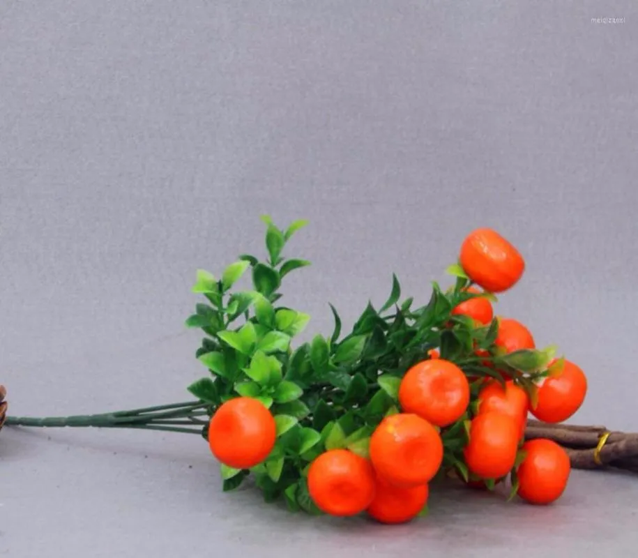 Dekorativa blommor 10 buntar Artificial 5 Fork Silk Flower 14st Orange Fruits For Wedding Party Home Office El Decoration Art