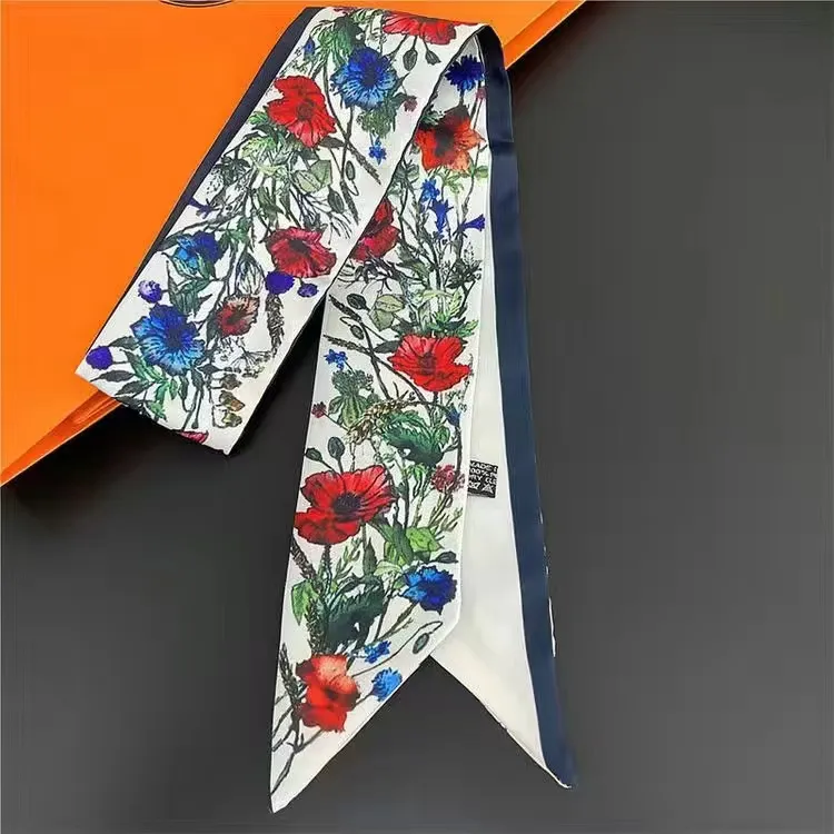 6 100cm Designer Lettres Imprimer Floral Foulard En Soie Bandeau pour Woshion Foulards Épaule Fourre-Tout Bagages Ruban Tête Wraps Double ruban