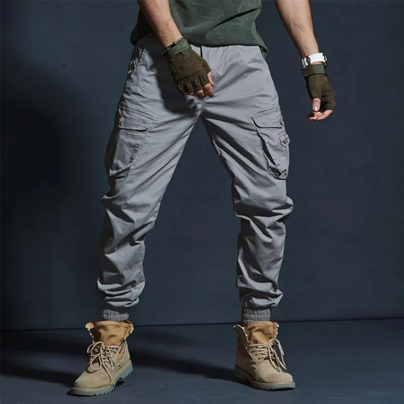 Męskie spodnie jesienne wiosna khaki casual mężczyźni wojskowe pantalon joggery kamuflaż ładunki szary armi
