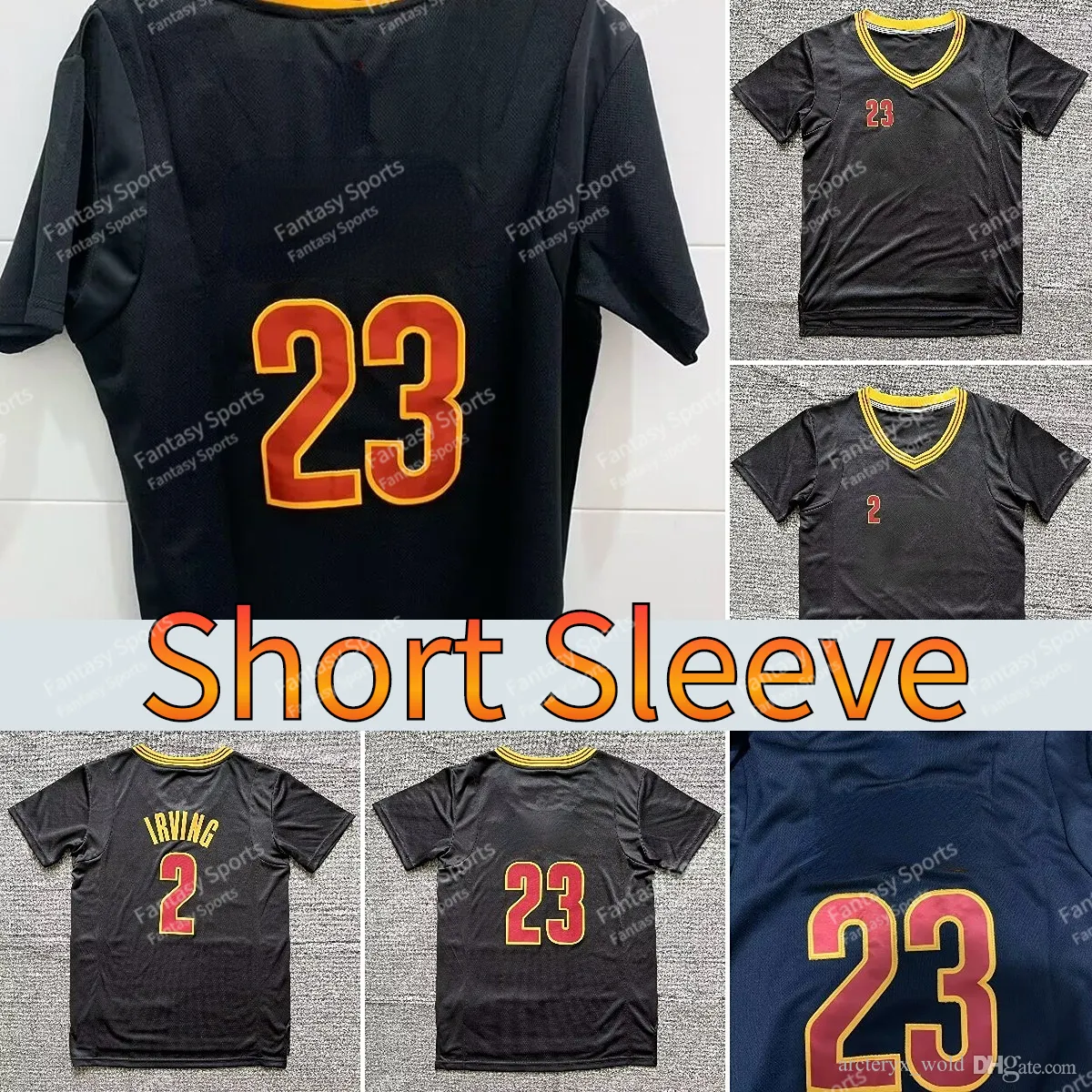 Maillot de basket rétro James Kyrie Irving 2 maillots à manches courtes C 23 hommes cousus rouge noir retour basket hommes