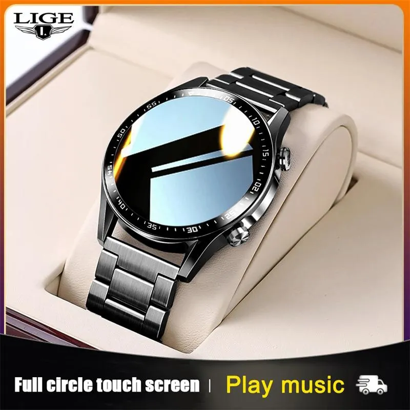 Armbandsur Lige 2023 Steel Band Digital Watch Men Sport Watches Electronic LED Male Wrist for Clock Waterproof Bluetooth Hour