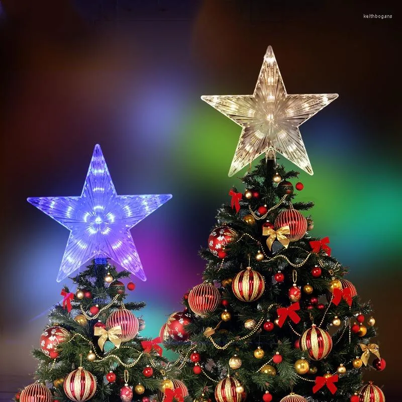 Kerstdecoraties LED -lampen verlichten decoratie voor Home Tree Topper Star Kerstmis ornamenten feest Acryl Waterdicht festival