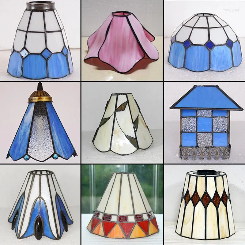 Lampes suspendues Vintage vitrail abat-jour pour lumières applique murale support éclairage de plafond Tiffany abat-jour chevet chambre décor
