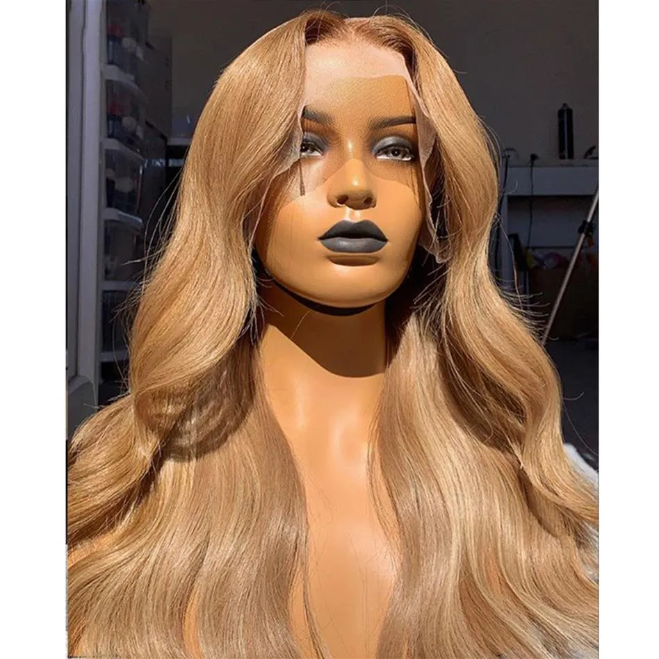 Ombre Honey Blonde Lace Front Wigs 1B 27 Цветные парики из человеческих волос Свободная волна 13x6 Lace Front Парики из человеческих волос для женщин Remy 150324T