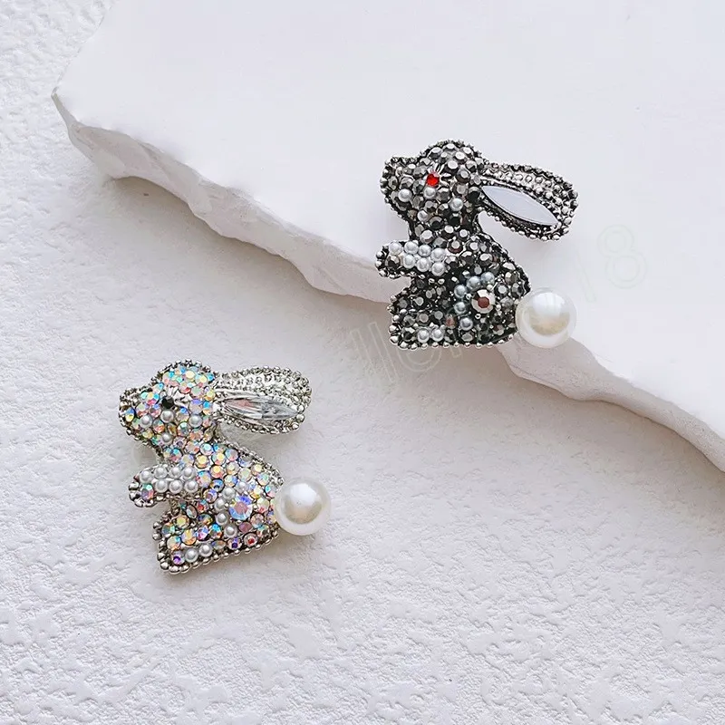 Perle strass lapin broches pour femmes à la mode Vintage broche épinglettes dessin animé Animal broche lapin bijoux cadeau pour fille