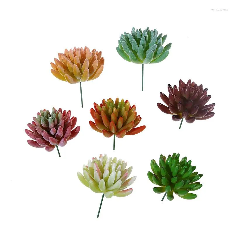 Flores decorativas 9x9 cm Grandes plantas suculentas artificiales Navidad Hogar Jardín Sala de estar Oficina Escritorio Mini Bonsai Suministros para fiestas Falso