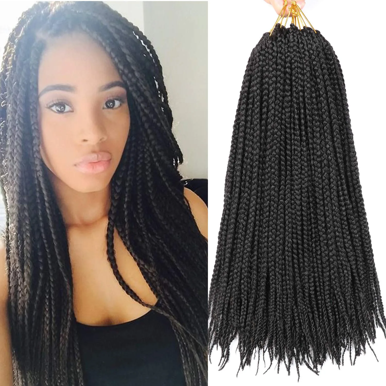 24 longues boîtes synthétiques tresses cheveux entrejambe Crochet Jumbo boîte tresse tressage cheveux pré torsadés