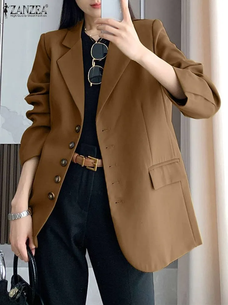 Womens Suits Blazers Oversized Women Long Sleeve Blazer Top Casual Spring Autumn Fashion Office Lady Outwear ZANZEA Solid Suits Coats Work Wears 230320