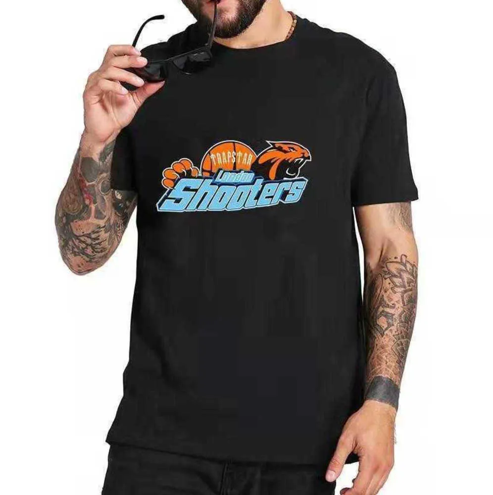 T-shirt Trapstar pour hommes, tenue imprimée à manches courtes, survêtement en chenille, coton noir, Streetwear de Londres, mode sportive 67ess