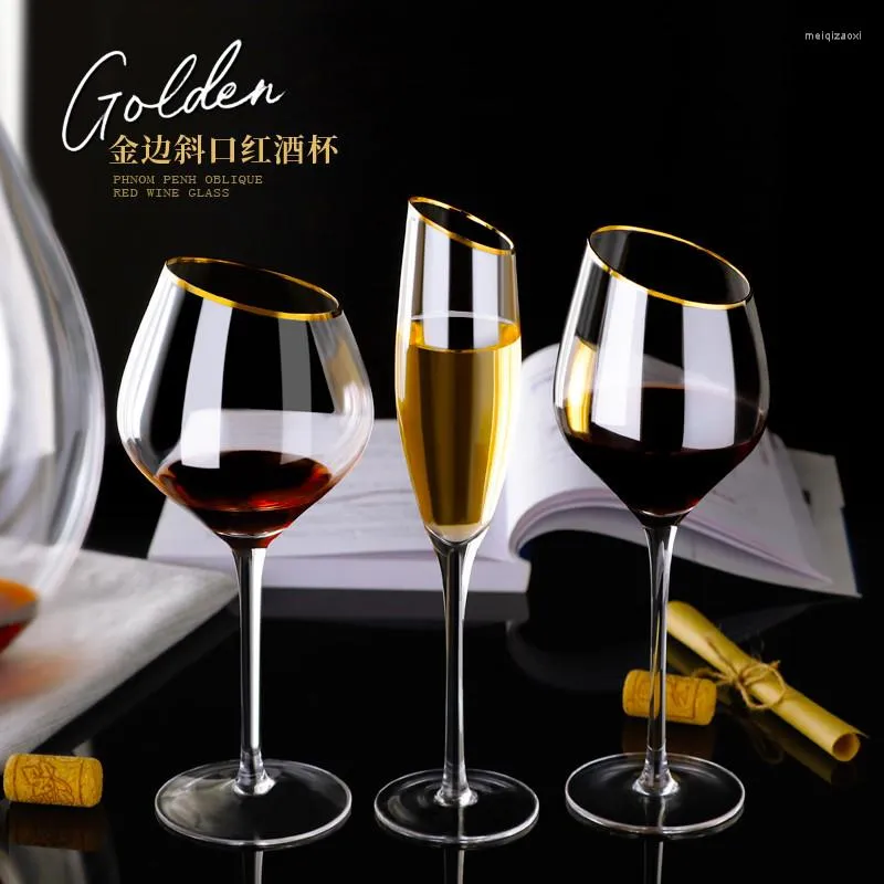 Bicchieri da vino Calice europeo in cristallo inclinato romantico di lusso con rossetto Phnom Penh 2 pezzi