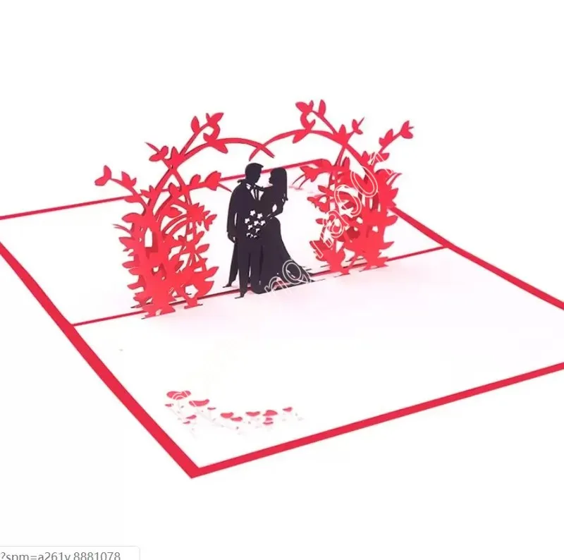 10 pièces fait à la main Kirigami Origami coeur marié 3D cartes de voeux carte d'invitation pour noël mariage fête d'anniversaire cadeau