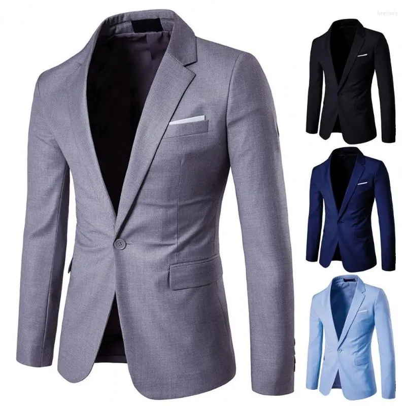Herenpakken Simple Men Blazer Plus Size Casual Turndown Collar Slim Past Pure Color All Match