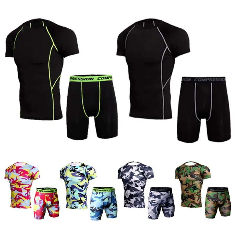 Running Sets Men's Compression Quick Drying Camouflage Racing Sports Suits Slim Tights Clothing Gym