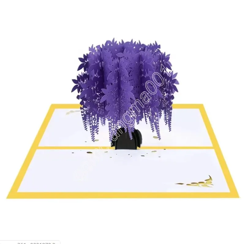 10stcs Handgemaakte Kirigami Origami Wisteria 3D wenskaarten Uitnodigingskaart voor kerst bruiloft Verjaardagsfeestje cadeau