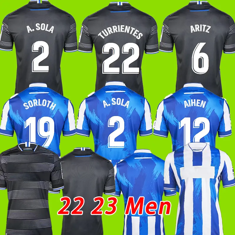 Camisas de futebol personalizadas Real Sociedad 22 23 OYARZABAL X PRIETO PORTU DAVID SILVA Camisa de futebol TAKE 22 23 Carlos Fernandez camiseta de futbol Kit masculino equipamento infantil