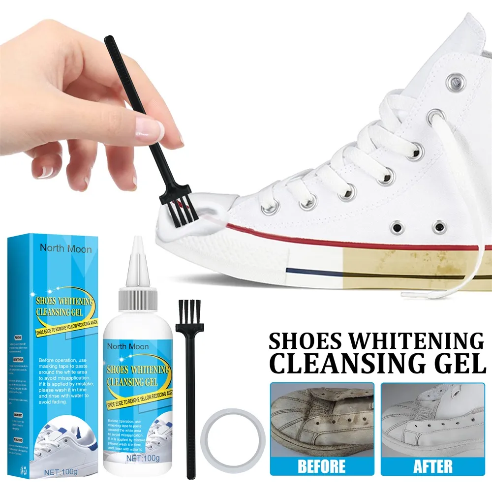 Nuovo 30/100 ml Gel per la pulizia delle scarpe bianche Pulisci le macchie delle scarpe Sbiancamento Detergente Schiuma gel disossidante per sneaker Rimuovi bordo giallo