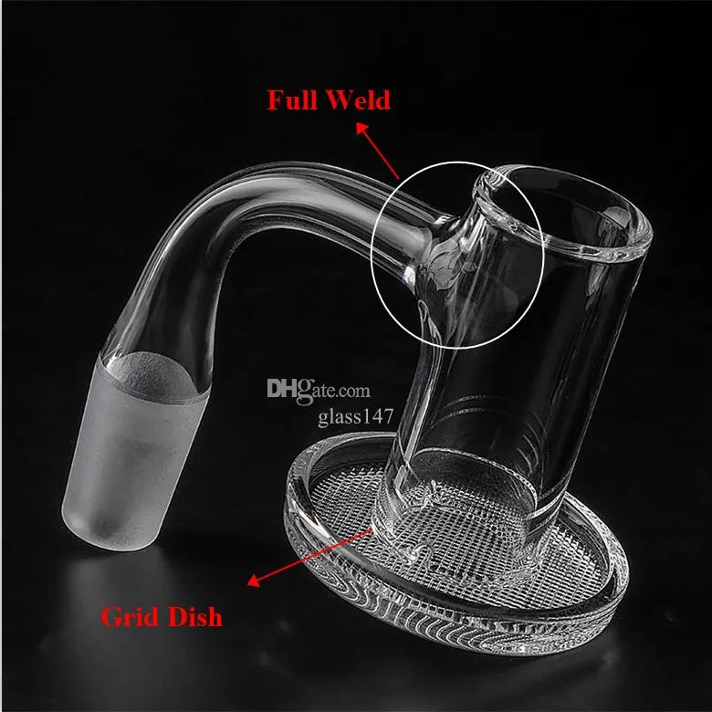 Full Weld Sandblasting Smoking Quartz Charmers Banger With Grid Dish 10mm 14mm 18mm Beveled Edge Seamless Smoke Nails For Glass Water Bong Dab Rigs Pipes