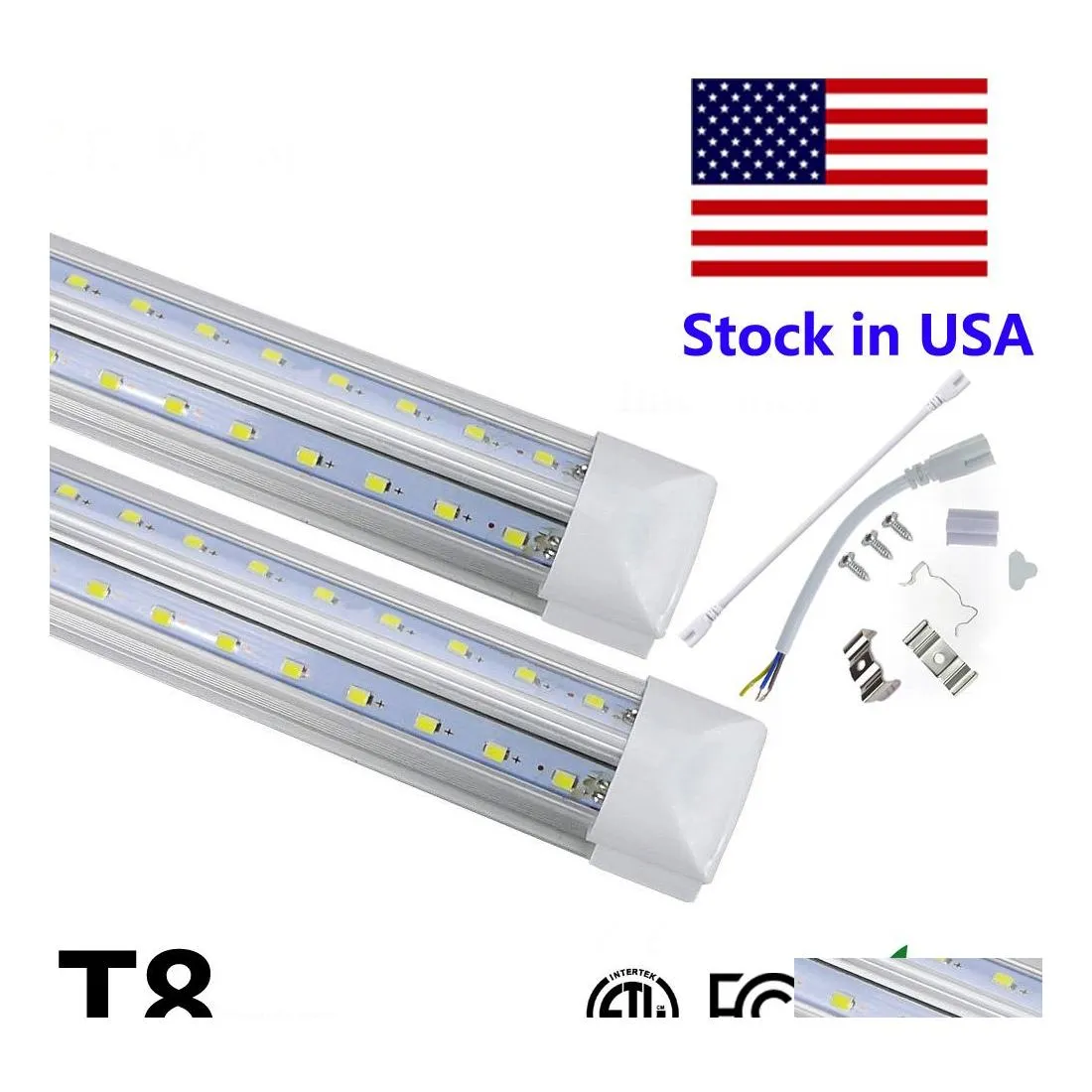 Led Tubes Vshaped Integrate T8 Tube 2 4 5 6 8 Feet Fluorescent Lamp 120W 8Ft 4Rows Light Cooler Door Lighting Drop Delivery Lights Bb Dhr8M