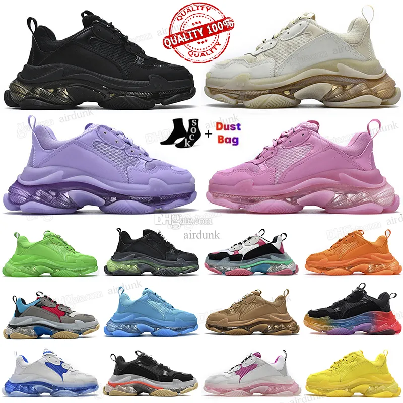 2020 Designer Triple S  Shoes Clear Bubble Midsole Men Triple-S Sneakers Increasing Leather Dad  hommes femme  femmes baskets  chaussures balenciaga balenciaca balanciaga