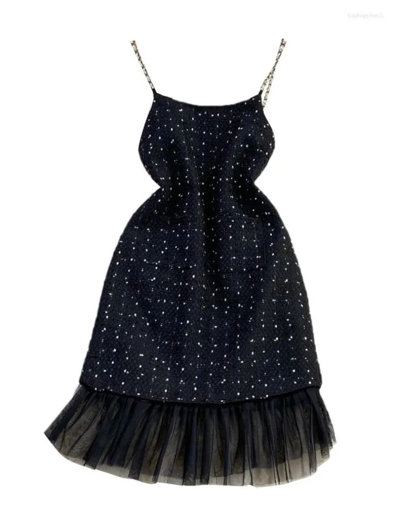 الفساتين غير الرسمية فستان تويد فوملينا للنساء سلسلة أنيقة السباغيتي حزام بلا أكمام الظهر السوستة