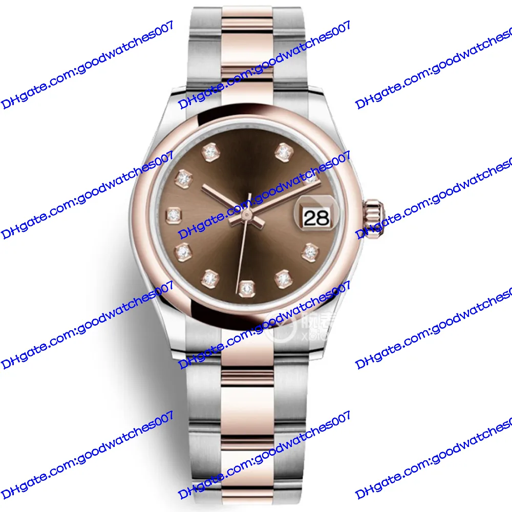 Best verkochte hoogwaardige dameshorloge Asia Eta 2813 Automatisch horloge 278241 31 mm Bruine wijzerplaat 18k Rose Gold roestvrijstalen riem vouwen buckle 278271 278243 Watch